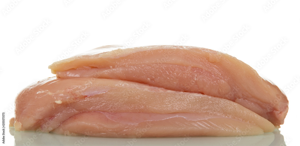 Fresh chicken meat, fillet isolated on white Fresh chicken meat, fillet isolated on white