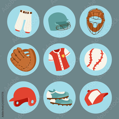 Baseball sport competition game team symbol softball play cartoon icons design sporting equipment vector illustration