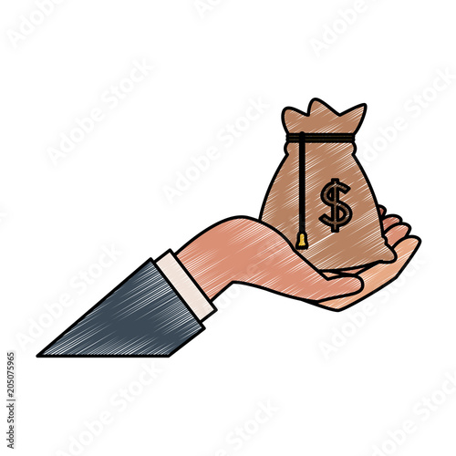 Hands with money bag vector illustration graphic design