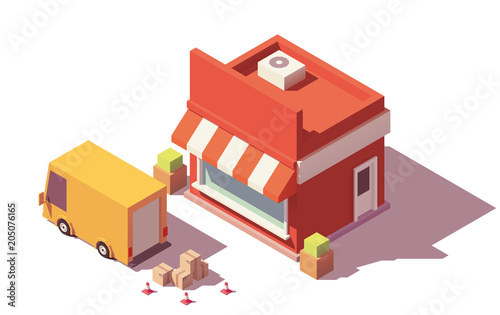 Vector low poly shop icon
