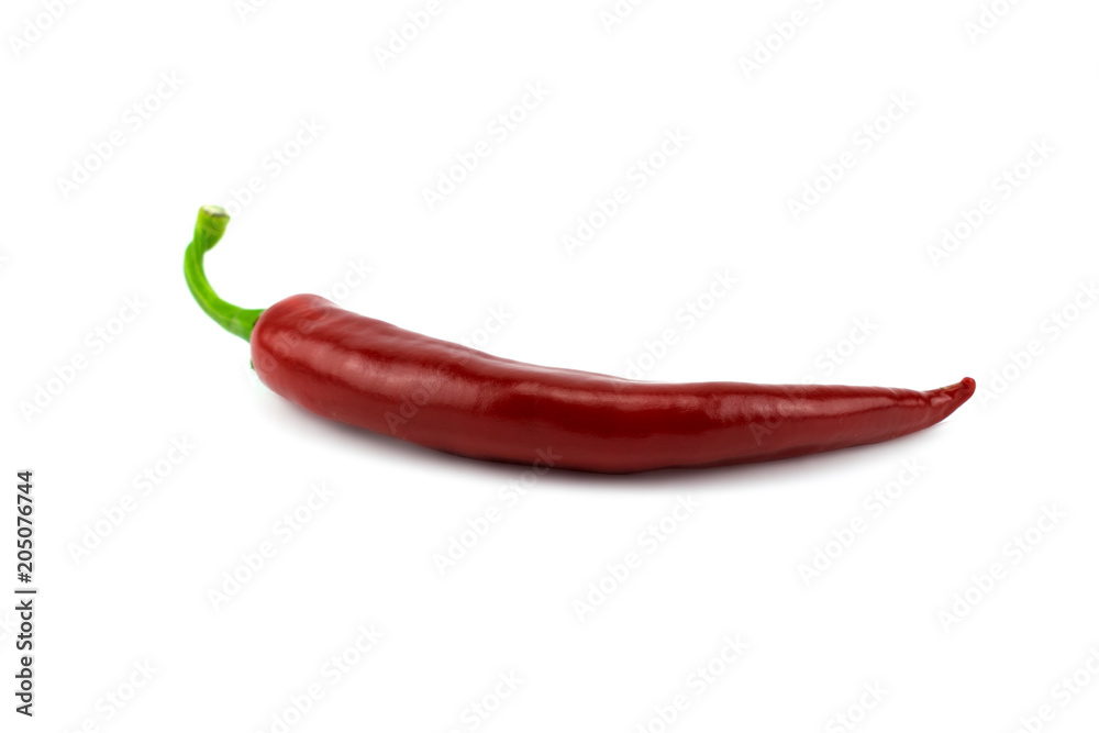 Red hot chili pepper on white.