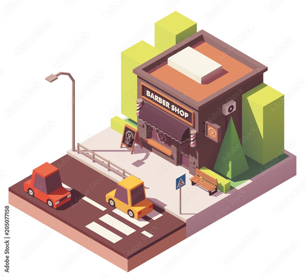 Vector isometric barber shop Vector isometric barber shop