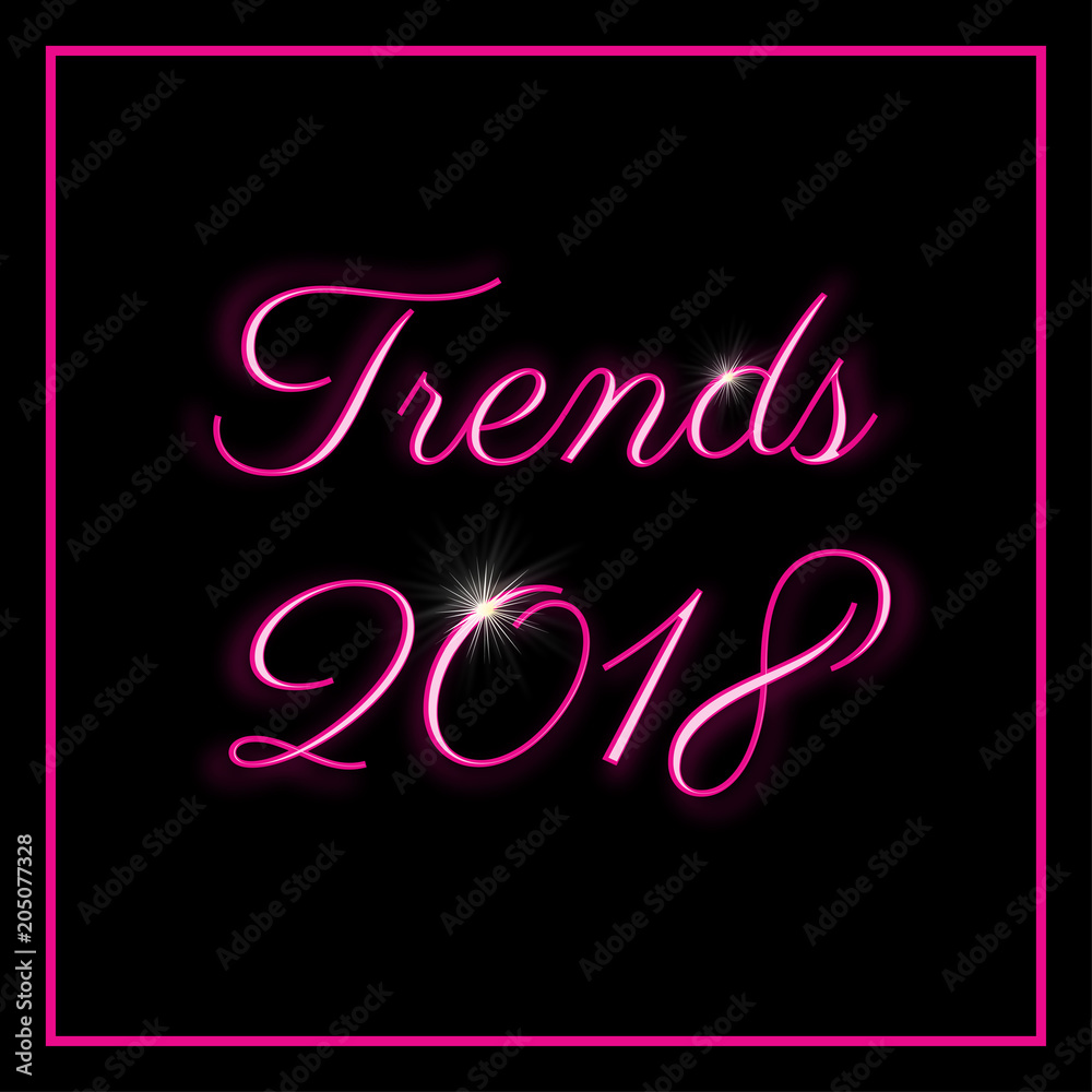 Trend Sign Neon Pink Light Black Board Poster
