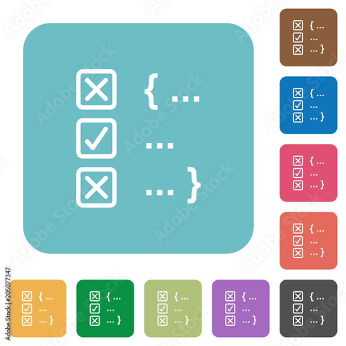 Source code checking rounded square flat icons