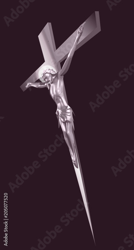 Crucifixion Jesus Christ metal vector illustration on black background photo