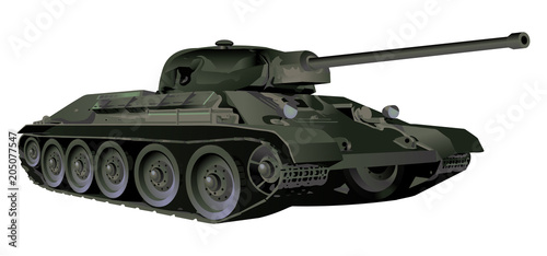 Tank military color khaki illustration vector isolated on white isolated background
