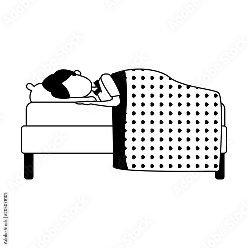 Woman sleeping in bed vector illustration graphic design