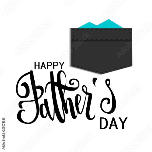father's day. postcard on white background, jacket pocket with handkerchief. the inscription lettering greeting-vector illustration.