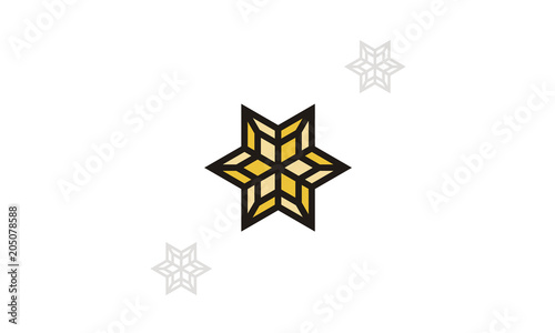 Golden Line Art 6 Pointed Star logo design inspiration