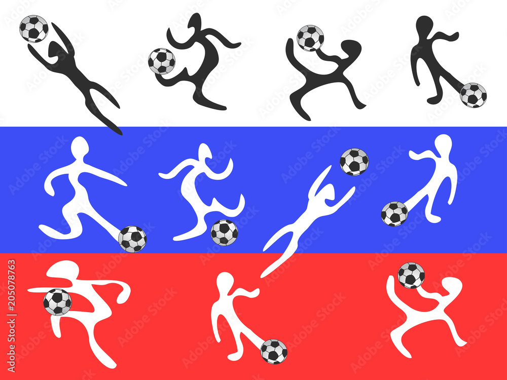 abstract players playing soccer on russia flag abstract players playing soccer on russia flag