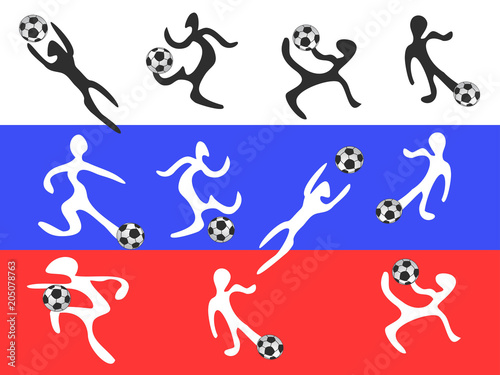 abstract players playing soccer on russia flag