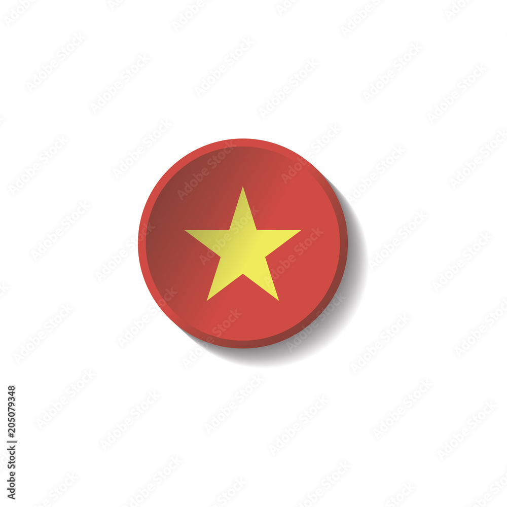 Vector - Vietnam Flag Paper Circle Shadow Button