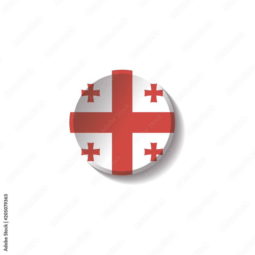 Vector - Georgia Flag Paper Circle Shadow Button