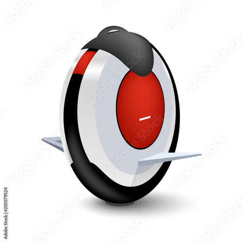 Realistic style unicycle icon. Balancing solo wheel symbol, modern eco urban transport. Vector illustration.