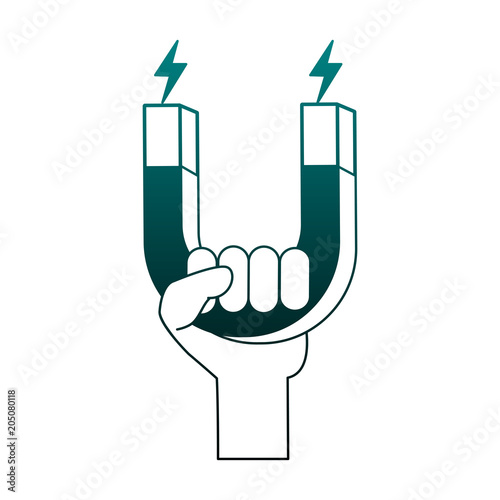 Hand with magnet vector illustration graphic design