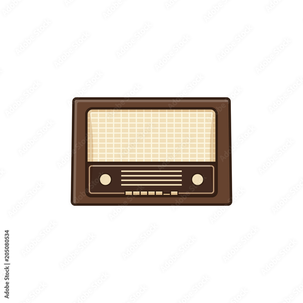 Vintage Retro Radio Receiver Isolated On White. 3d Illustration Stock  Photo, Picture and Royalty Free Image. Image 59994616.
