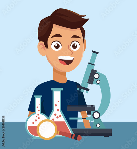 Young student in high school cartoon vector illustration graphic design