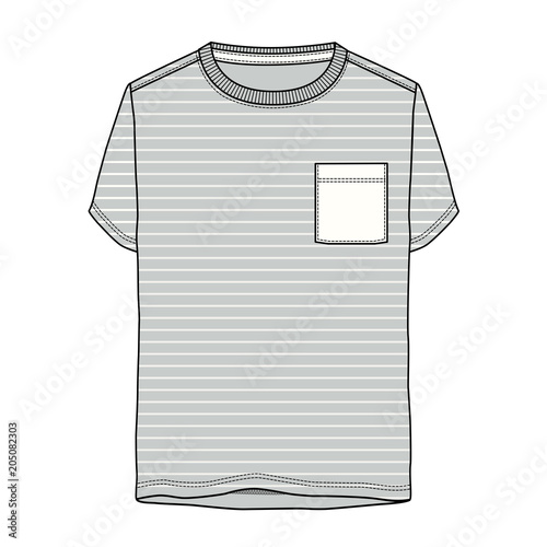 Striped Grey T-Shirt with Pocket
