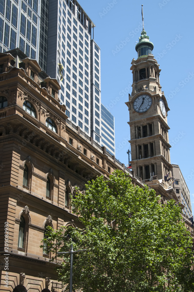 Sydney Australia, Martin Place street scene with heritage and modern buildings