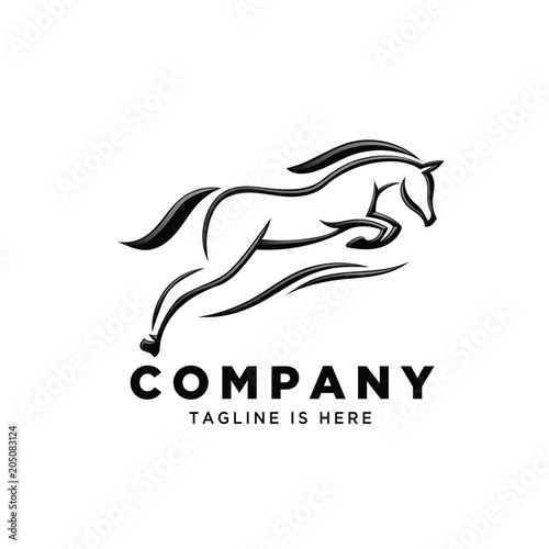line art jumping horse style logo