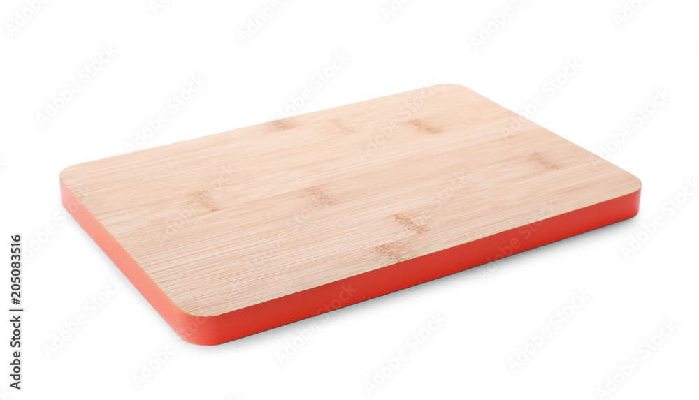 Wooden board on white background. Kitchen accessory Wooden board on white background. Kitchen accessory
