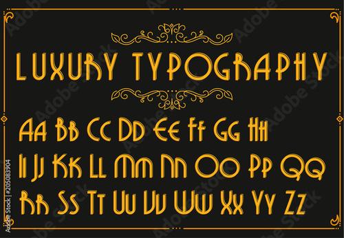 Retro creative font. Creative template in style of 1920s for your design. Letters, Numbers in Vector. EPS 10