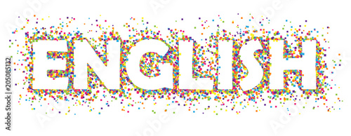 "ENGLISH" colourful vector squares banner