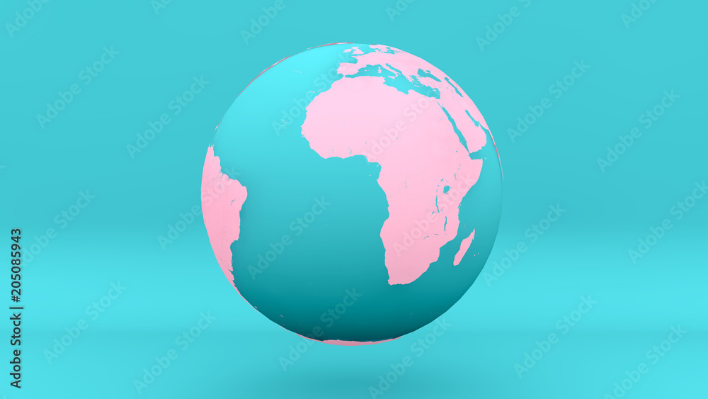 globe earth Africa blue pink
