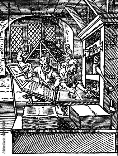 Druckpresse aus der Zeit Gutenbergs