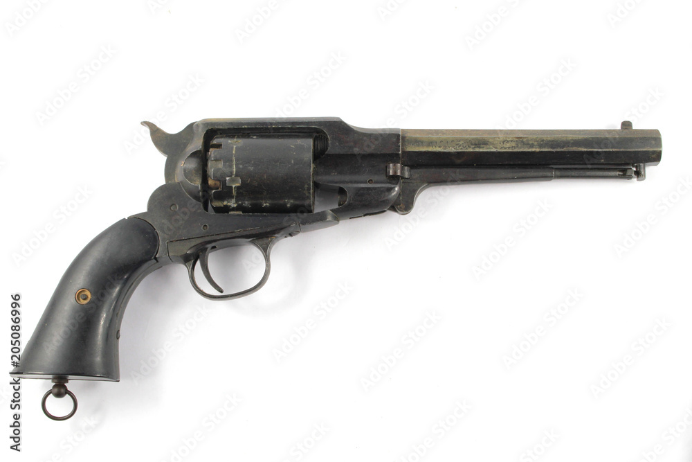 Antique Vintage Gun Pistol Revolver on White Background