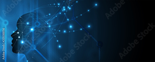 Artificial intelligence. Technology web background. Virtual concept