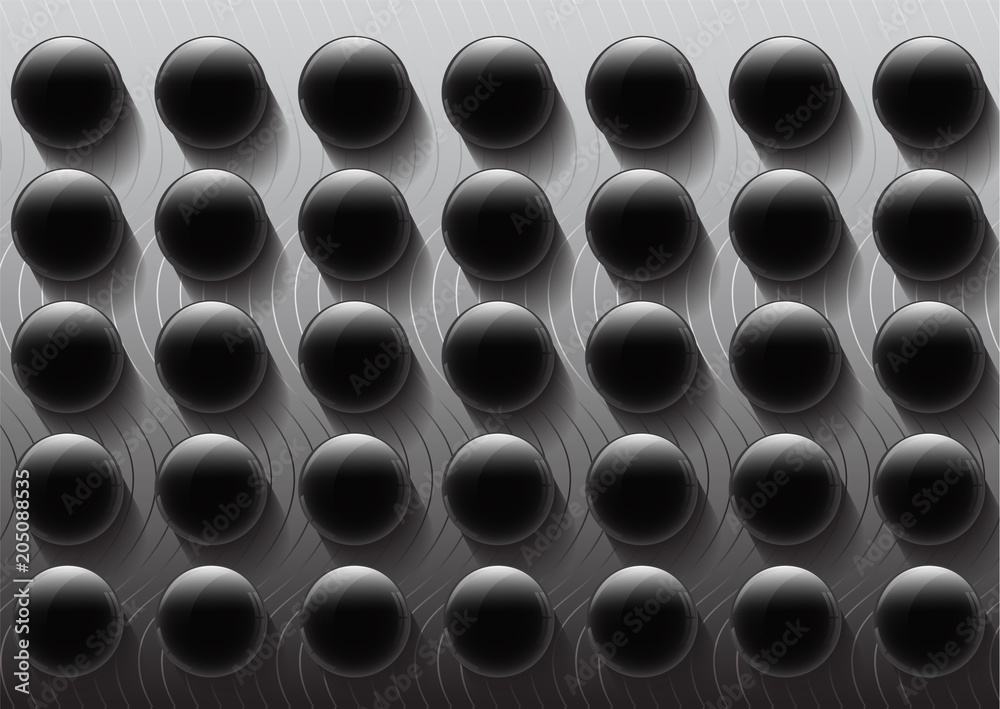 Modern black and white glossy geometric button with shadow abstract background pattern vector illustration