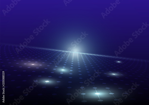 Geometric dot and line vector illustration, technology communication computer concept background