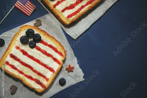 American flag red blue white sandwich / 4th of july Memorial day theme food photo