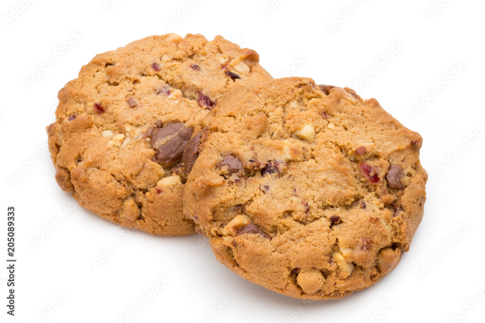Chocolate chip cookie isolated on white background. Chocolate chip cookie isolated on white background.