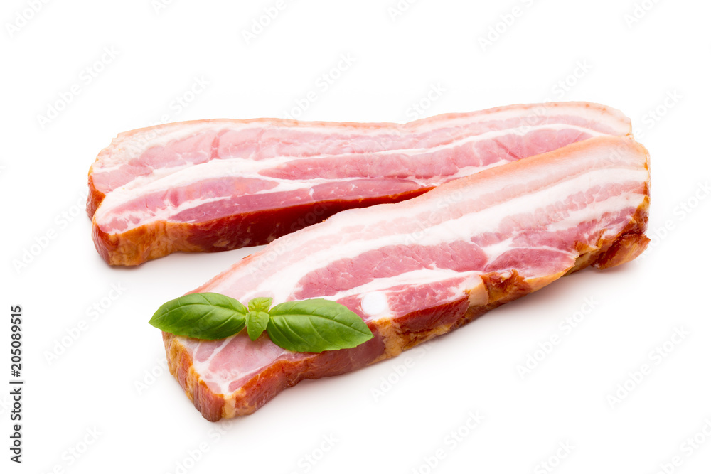 Pieces of raw pork lard isolated on white background.