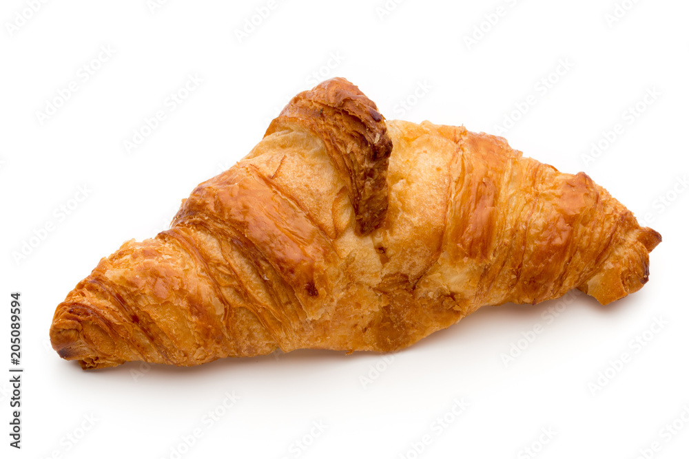 Tasty buttery croissants on the white background. Tasty buttery croissants on the white background.
