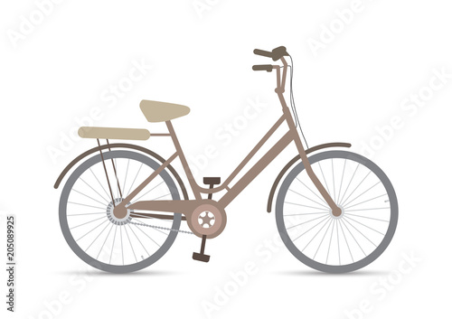 Vintage bicycle on white background, vector illustration flat icon