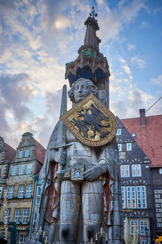 The Bremen Roland, Statue of a Frankish military leader under Charlemagne, erected in 1404 at Market square (Rathausplatz) / World Heritage Site since 2004