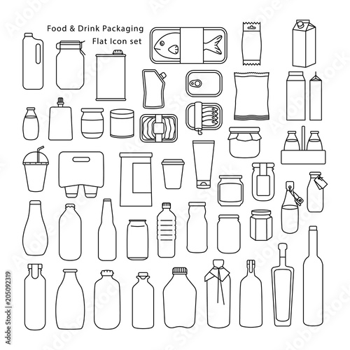 Food and Drink Packaging Icon set
