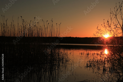 Tableau sur toile Sunset On Lake