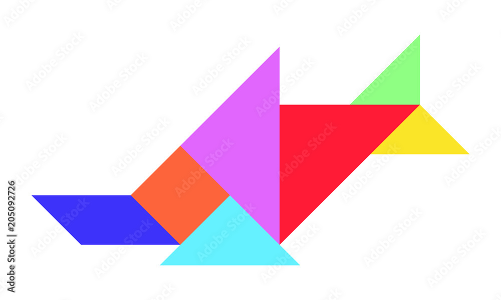 color tangram in sawfish shape on white background (Vector) color tangram in sawfish shape on white background (Vector)