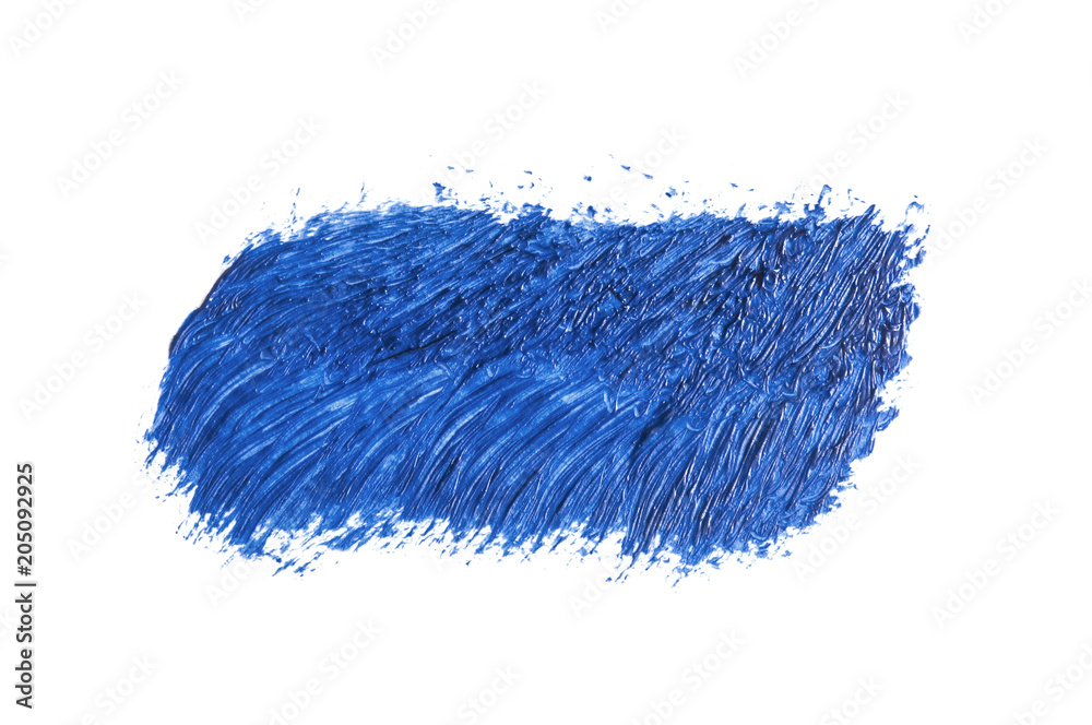 blue stroke of the paint brush isolated on white