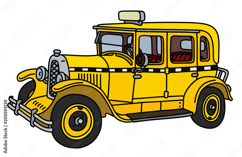 The vintage yellow taxi