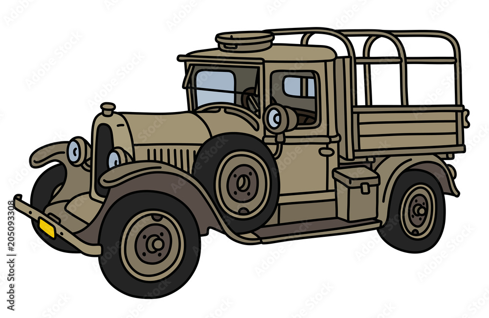 The vintage sand military truck