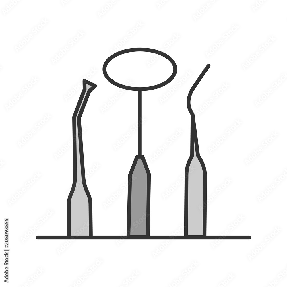 Dental instruments color icon Dental instruments color icon