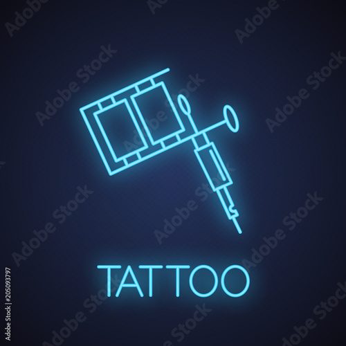 Tattoo machine neon light icon