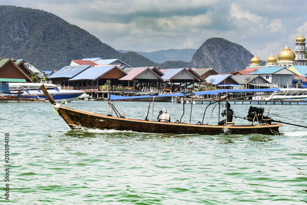 boat taxi transporting passengers bay of Phang Nga. Phuket Thailand