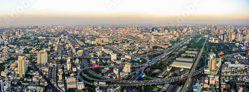 Photos bangkok aerial view with sunset light
