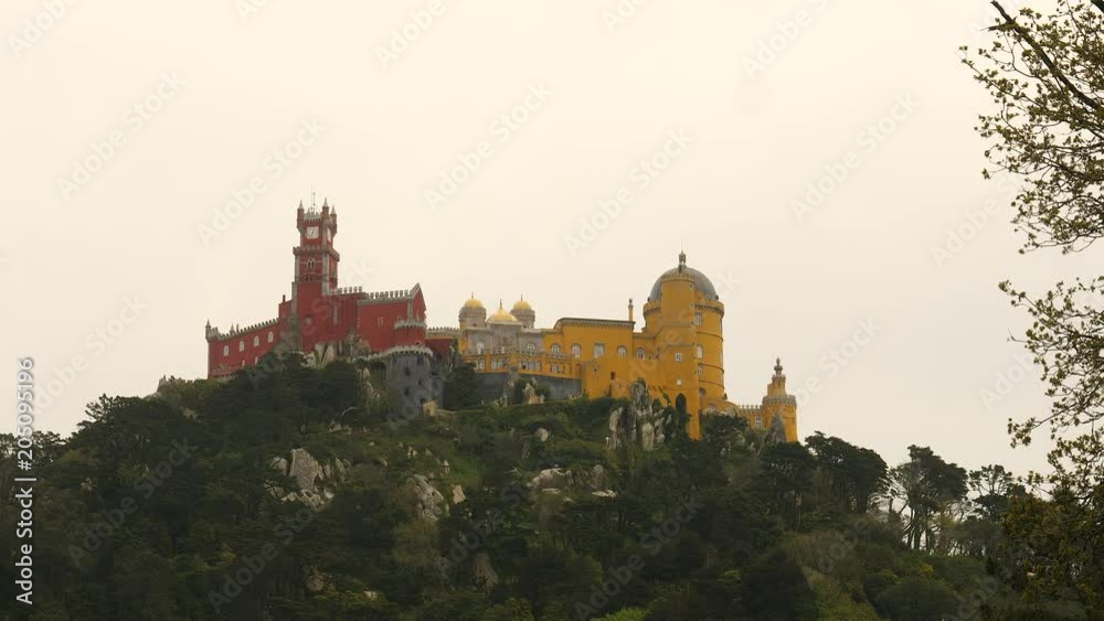 Palace 'Palácio da Pena' on mountain in Sintra, Portugal. Palace 'Palácio da Pena' on mountain in Sintra, Portugal.